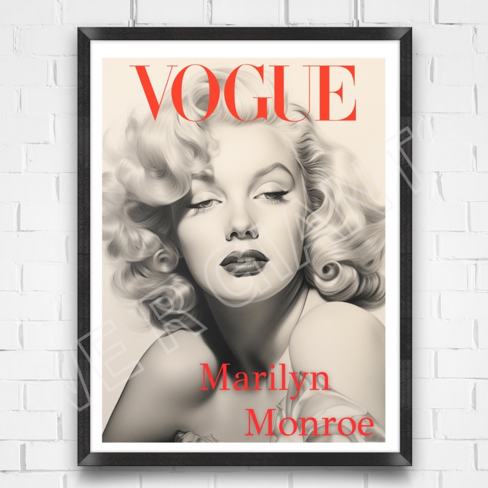 Vogue Magazine Marilyn Monroe Wall art, preppy art print, retro element 11X17